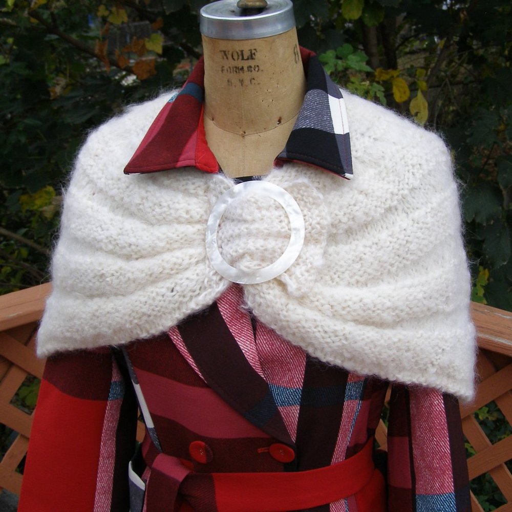 Beautiful Handmade Shawl w/Pearl color Buckle